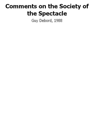 Comments on the Society of the Spectacle