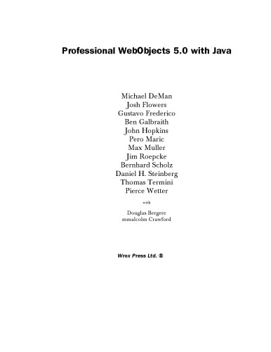 Professional WebObjects with Java