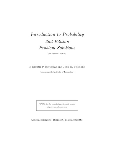 Introduction to Probability 2nd Edition Problem Solutions