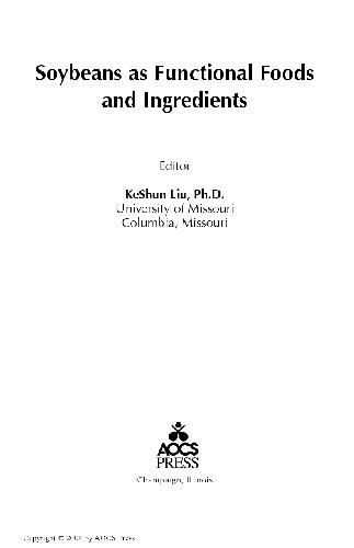 Soybeans as Functional Foods and Ingredients