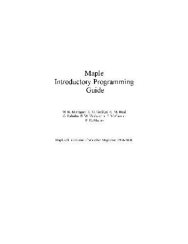 Maple: Introductory Programming Guide