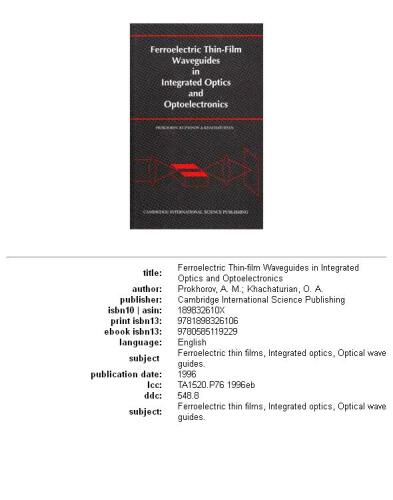 Ferroelectric Thin-Film Waveguides in Integrated Optics and Optoelectronics