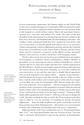 After Iraq: Reframing Postcolonial Studies