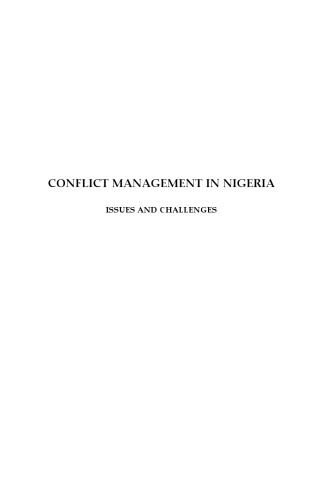 Conflict Management in Nigeria : Issues and Challenges