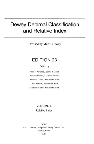 Dewey decimal classification and relative index. Vol. 4