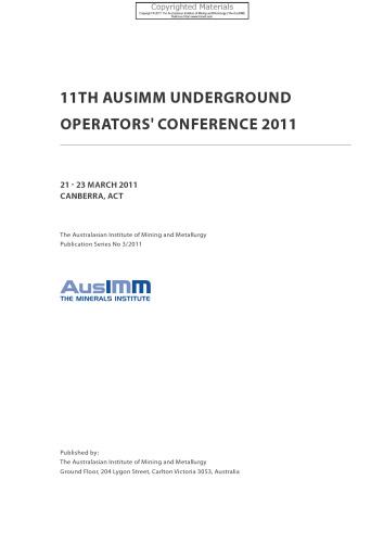 11th AusIMM Underground Operators' Conference 2011