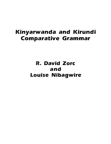 Kinyarwanda and Kirundi Comparative Grammar