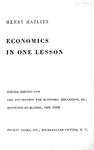 Economics In One Lesson