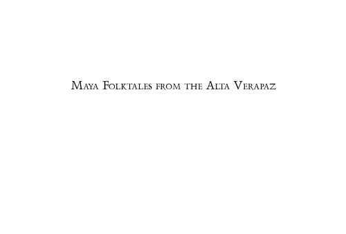Maya Folktales from the Alta Verapaz