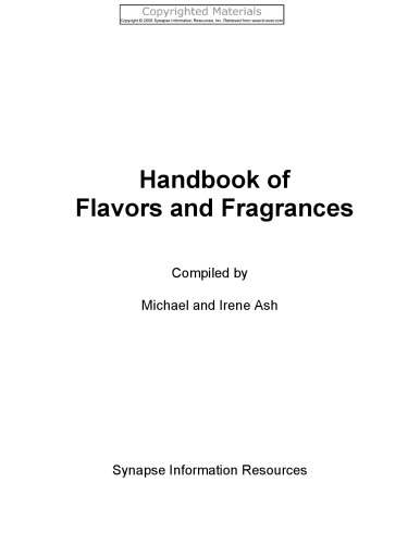 Handbook of flavors and fragrances