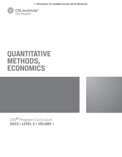 CFA Program Curriculum 2023 Level 2 Volume 1 Quantitative Methods Economics