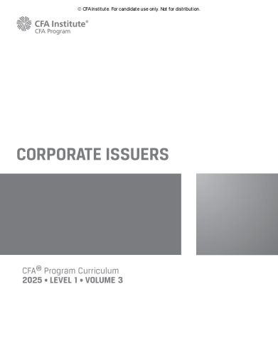 2025 CFA© Program Curriculum Level I Volume 3 - CORPORATE ISSUER