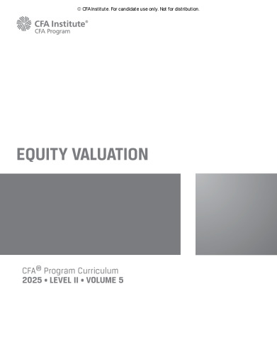 2025 CFA© Program Curriculum Level II Volume 5 - EQUITY VALUATION