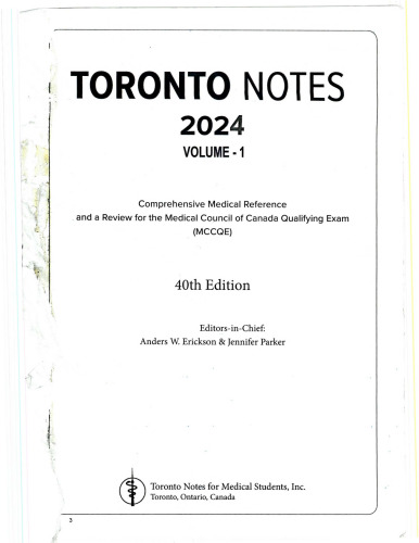 Toronto notes 2024 volume 1