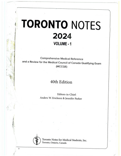 Toronto notes 2024 volume 1