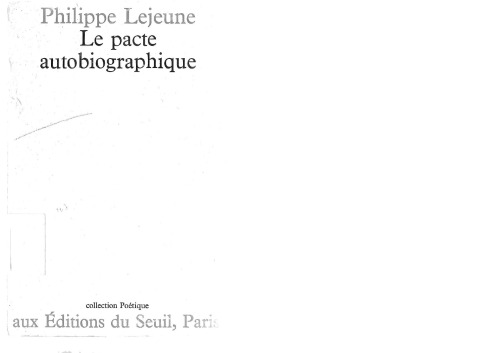 Le pacte autobiographique