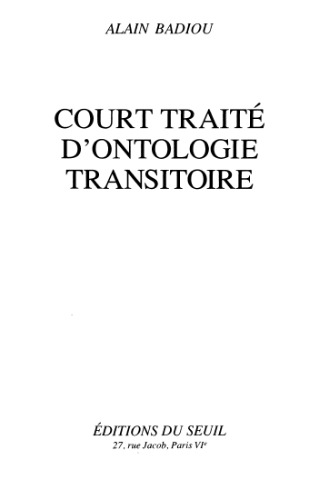 Court traité d'ontologie transitoire