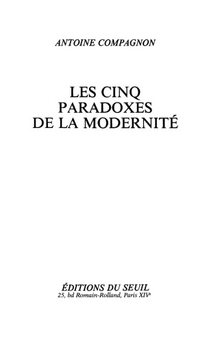 Les Cinq Paradoxes de la modernité