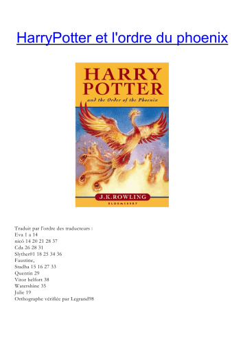 Harry Potter, tome 5 : Harry Potter et l'Ordre du Phénix French