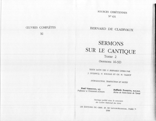 Sermons sur le Cantique 16-32, tome II