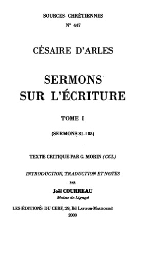 Sermons sur l’Écriture (85-101), tome I