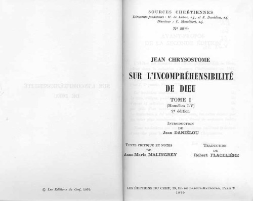 Sur l’incomprehensibilite de Dieu