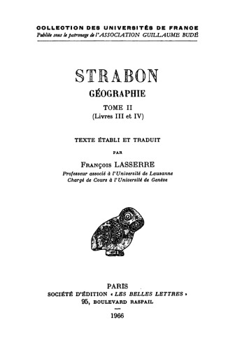 Strabon: Géographie. Tome II: Livres III et IV