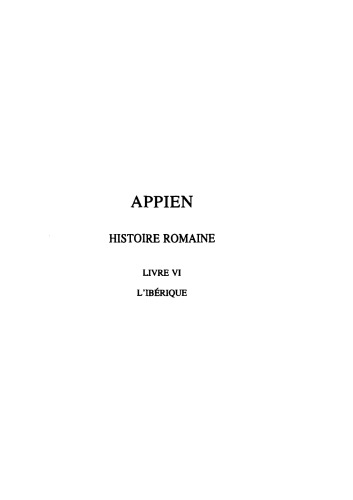 Appien: Histoire romaine. Tome II, Livre VI: L'Ibérique