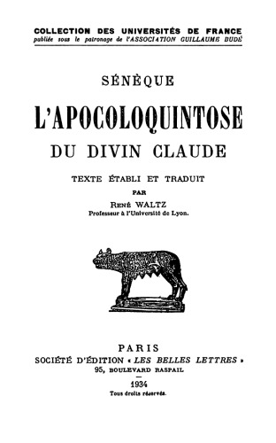 Sénèque: L'Apocoloquintose du divin Claude