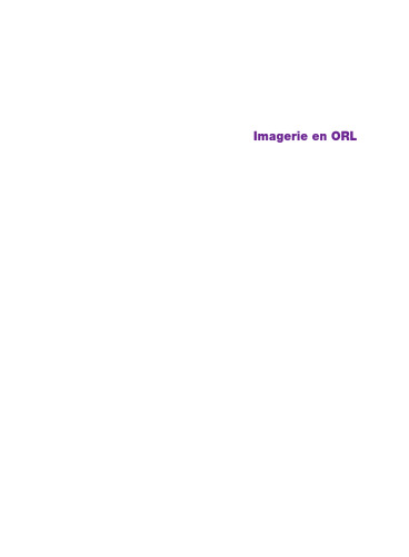 Imagerie en ORL