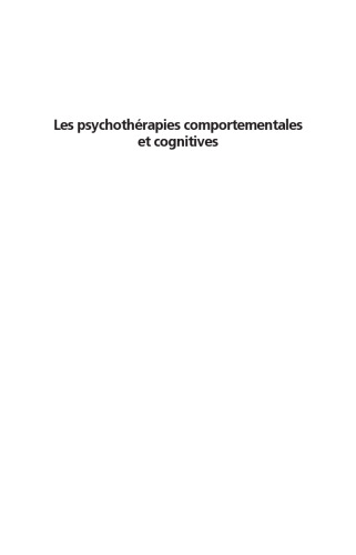 Les psychothérapies comportementales et cognitives