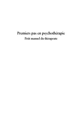 Premiers pas en psychothérapie