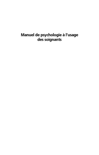 Manuel de psychologie `l'usage des soignants