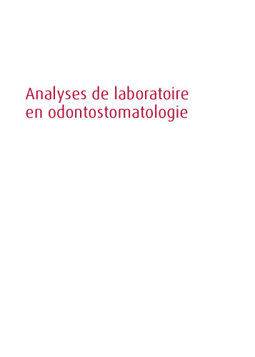 Analyses De Laboratoire en Odontostomatologie