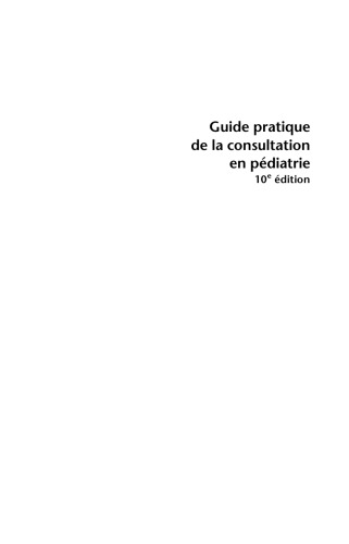 Guide Pratique De la Consultation en Pédiatrie