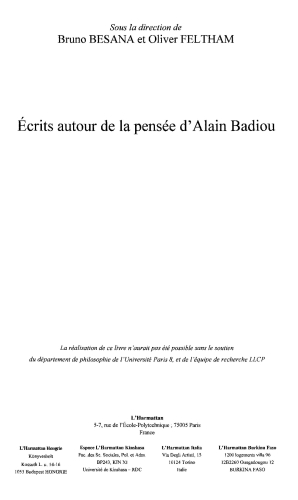 Ecrits autour de la pense d'Alain Badiou