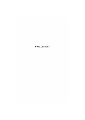 Parlons pijin: histoire sociale et description du pidgin des Iles Salomon