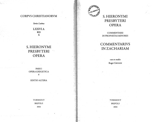 Commentarius in Zachariam
