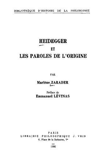 Heidegger et les paroles de l’origine
