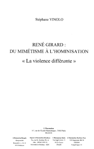 René Girard: du mimétisme à l'hominisation