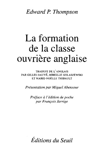 La formation de la classe ouvrière anglaise