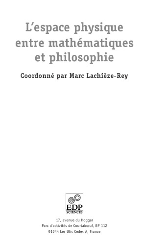 L'espace physique entre mathématiques et philosophie