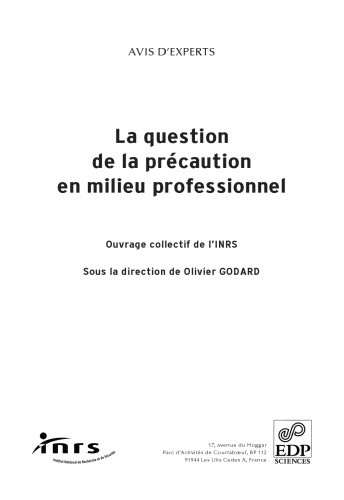 La question de la précaution en milieu professionnel