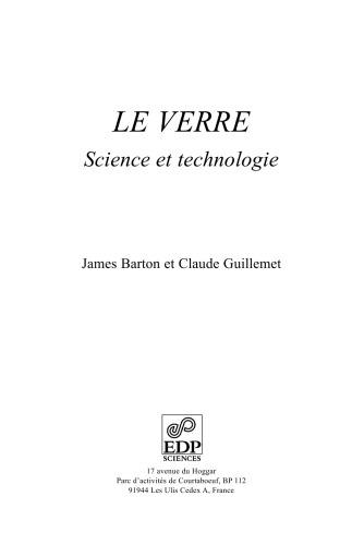 Le verre: Science et technologie