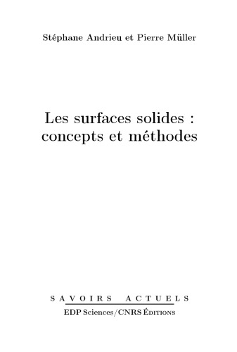 Les surfaces solides : concepts et méthodes