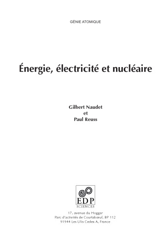 Énergie, électricité et nucléaire