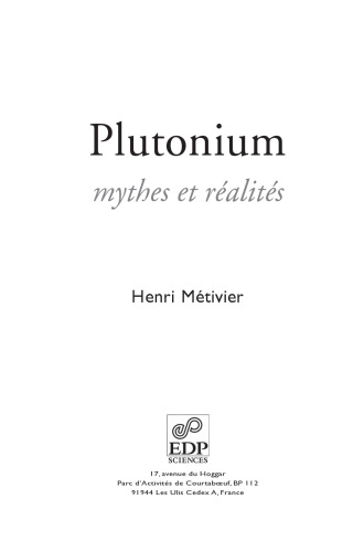 Plutonium: Mythes et Réalités