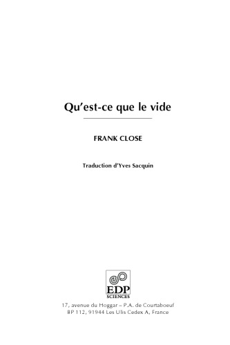 Qu'est ce que le vide ?
