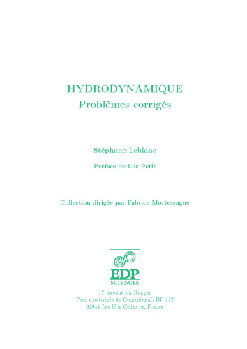 Hydrodynamique: Problèmes corrigés