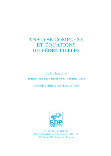 Analyse complexe et équations différentielles